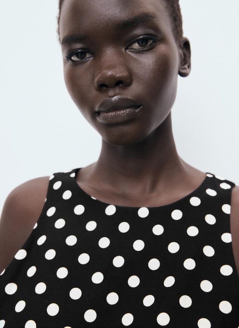 MANGO Linen jumpsuit with polka-dot belt - Image 4