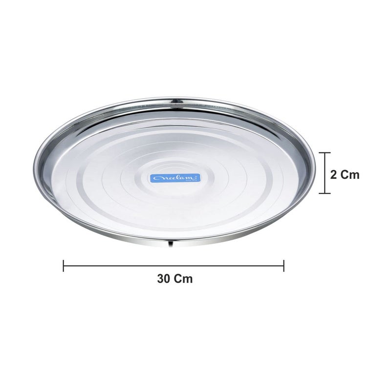 Neelam Neelam Stainless Steel 13 22 Gauge Diamond Buffet Plate 30 cm Perfect for Daily Usage Dishwasher Safe Plates for Home Cafe Restaurants Parties LongLasting Easy to Clean Maintain Sliver  - Image 4