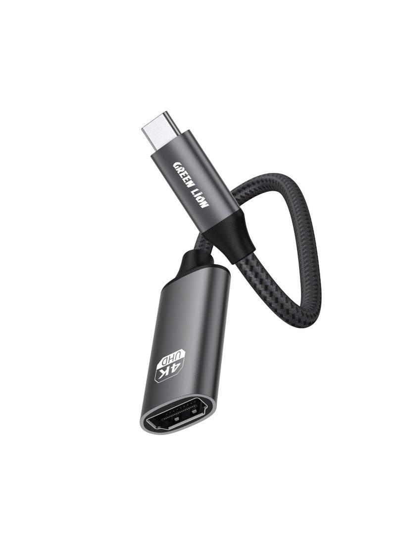 جرين ليون - كابل محول USB-C إلى HDMI بدقة 4K / توافق واسع النطاق / التوصيل والتشغيل / الوضع الممتد / وضع المرآة - أسود - Image 1