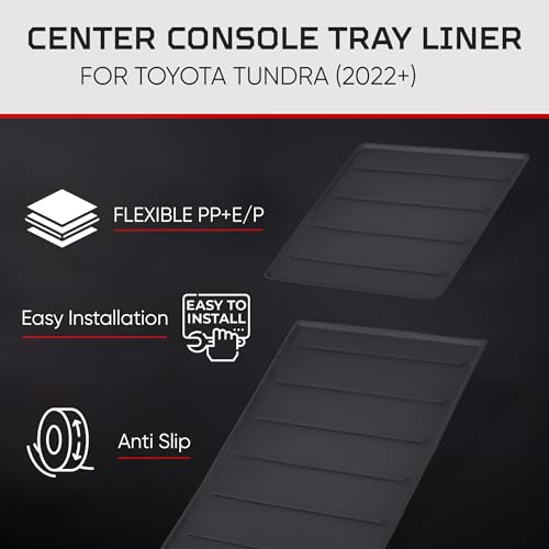 AJT DESIGN Center Console Tray Liner for Toyota Tundra (2022+) & Sequoia (2023+) | Non-Slip Mat & Anti-Rattle Center Console Organizer Tray - 2 Piece | Easy Installation-Made in USA - Image 4
