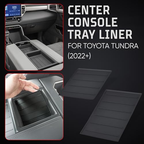 AJT DESIGN Center Console Tray Liner for Toyota Tundra (2022+) & Sequoia (2023+) | Non-Slip Mat & Anti-Rattle Center Console Organizer Tray - 2 Piece | Easy Installation-Made in USA - Image 3