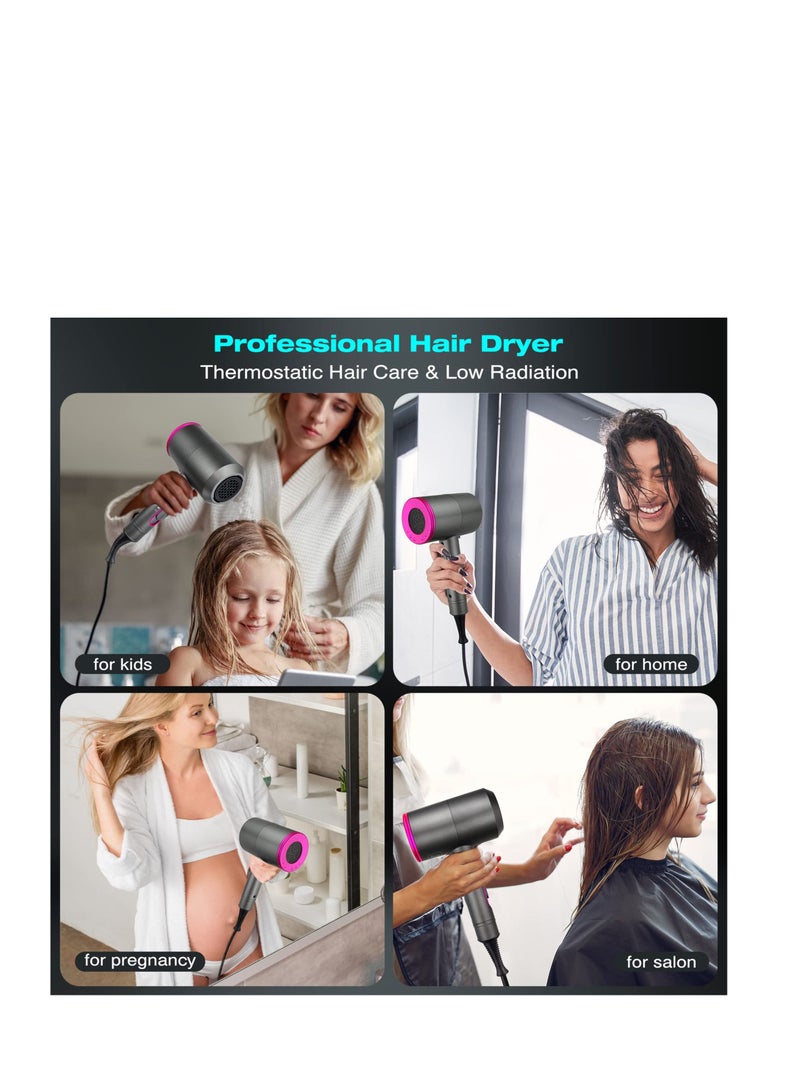 Y&D Professional Hair Dryer, 2000W Powerful Ionic Hairdryer with Diffuser Blow Dryer 2 Speeds, 3 Heating and Cool Button for Women Man Home Travel Salon Curly Straight - Image 4