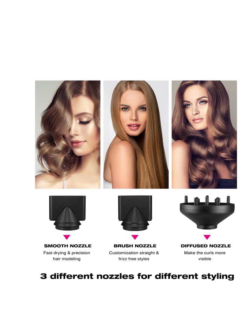 Y&D Professional Hair Dryer, 2000W Powerful Ionic Hairdryer with Diffuser Blow Dryer 2 Speeds, 3 Heating and Cool Button for Women Man Home Travel Salon Curly Straight - Image 3