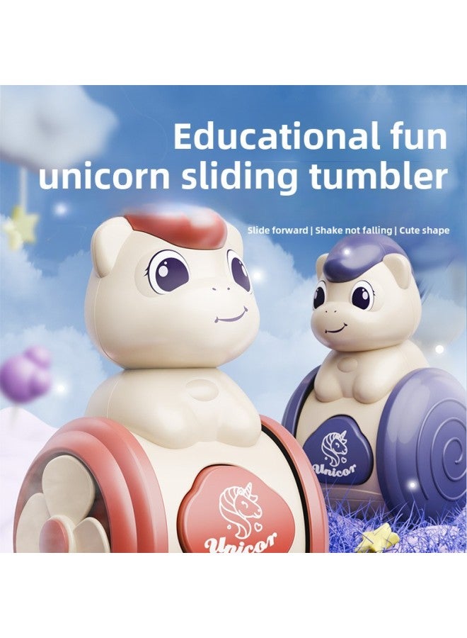Unicorn Sliding Tumbler Early Teaching Crawling Children Comfort Balance Inertia Car Educational Training Toys Cross Border-Color: Unicorn Sliding Tumbler English Color Box  - Image 2