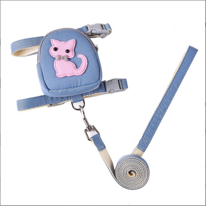 Generic Dog traction rope anti-break free cat walking rope dog rope cat pet backpack chest strap adjustable factory direct sales Cat Blue Bag suit