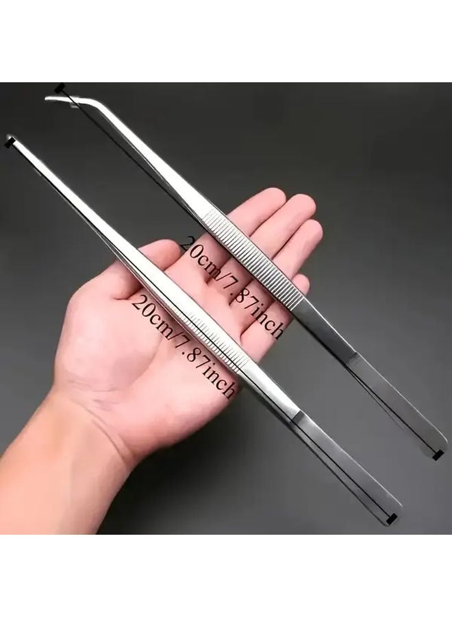 قطعتان 7 87 بوصة ملقط طويل مجموعة مستقيمة رأس منحنية للبونساي والنباتات المائية - Image 5