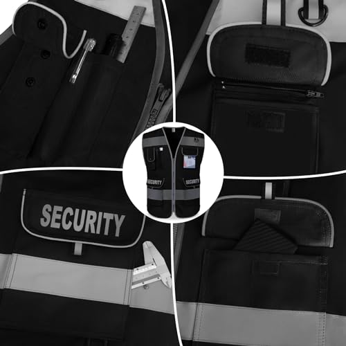 TCCFCCT Security Vest for Men Women 9 Pockets High Visibility Reflective Safety Vest, Hi Vis Vest with Reinforced Sewing, Durable to Use, Meets ANSI/ISEA, (G100S-Black, 4XL) - Image 4