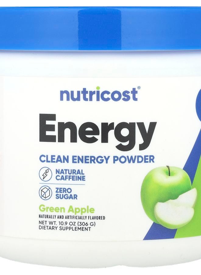 Nutricost Energy Clean Energy Powder Green Apple 10.9 oz (306 g)