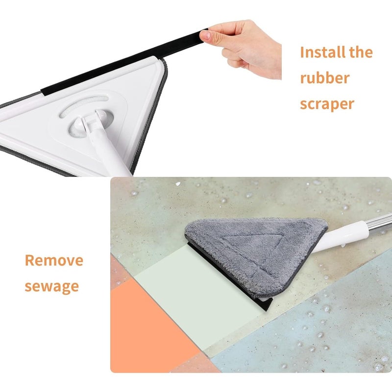 Orbica Wall Mop Wall mop Cleaner with Long HandleTriangle Microfiber Dust Mop Baseboard Cleaner Tool Ceiling Washer Mop Window Washing Kit with Extension Pole2 Removable Washable Replacement Pads - Image 5