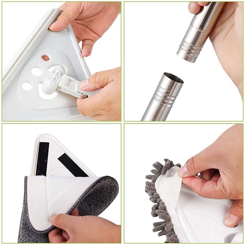 Orbica Wall Mop Wall mop Cleaner with Long HandleTriangle Microfiber Dust Mop Baseboard Cleaner Tool Ceiling Washer Mop Window Washing Kit with Extension Pole2 Removable Washable Replacement Pads - Image 3
