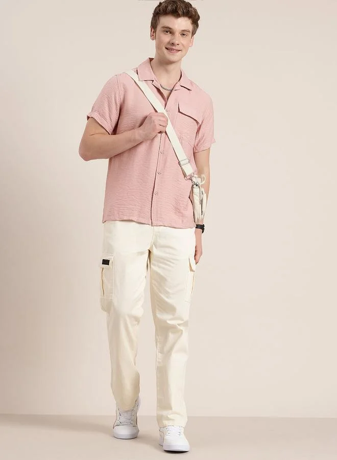 هير أند ناو Men Solid Regular Fit Casual Shirt