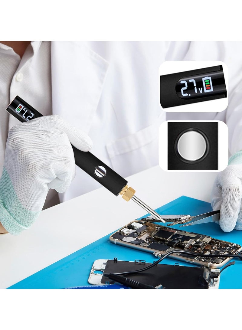 CMGTYYD. USB-C لحام الحديد مجموعة، المحمولة اللاسلكية لحام الحديد مع شاشة LCD، درجة الحرارة قابل للتعديل 200 درجة مئوية - 450 درجة مئوية، مع 3 نصائح لإصلاح الإلكترونيات، صناعة المجوهرات، مشاريع DIY - أسود - Image 2