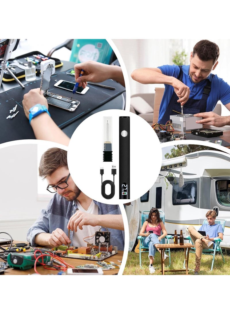 CMGTYYD. USB-C لحام الحديد مجموعة، المحمولة اللاسلكية لحام الحديد مع شاشة LCD، درجة الحرارة قابل للتعديل 200 درجة مئوية - 450 درجة مئوية، مع 3 نصائح لإصلاح الإلكترونيات، صناعة المجوهرات، مشاريع DIY - أسود - Image 3