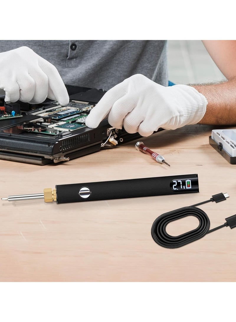 CMGTYYD. USB-C لحام الحديد مجموعة، المحمولة اللاسلكية لحام الحديد مع شاشة LCD، درجة الحرارة قابل للتعديل 200 درجة مئوية - 450 درجة مئوية، مع 3 نصائح لإصلاح الإلكترونيات، صناعة المجوهرات، مشاريع DIY - أسود - Image 4