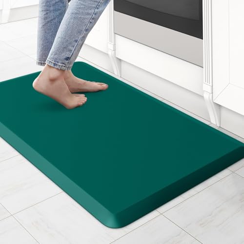 KitchenClouds Kitchen Mat Cushioned Anti Fatigue Rug 17.3"x28" Waterproof, Non Slip, Standing and Comfort Desk/Floor Mats for House Sink Office (Dark Green) - Image 1