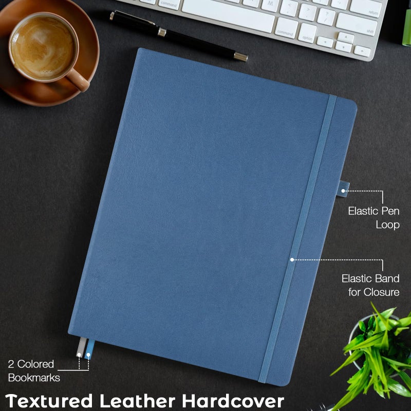 MaleDen Graph Paper Notebook, Hardcover Notebook 8.5 x 11, Grid Notebook Journal for Women, Men, Large Leather Journals for Writing, Thick Paper, A4 Notebooks for Work, School Supplies, Engineering Blue - Image 5
