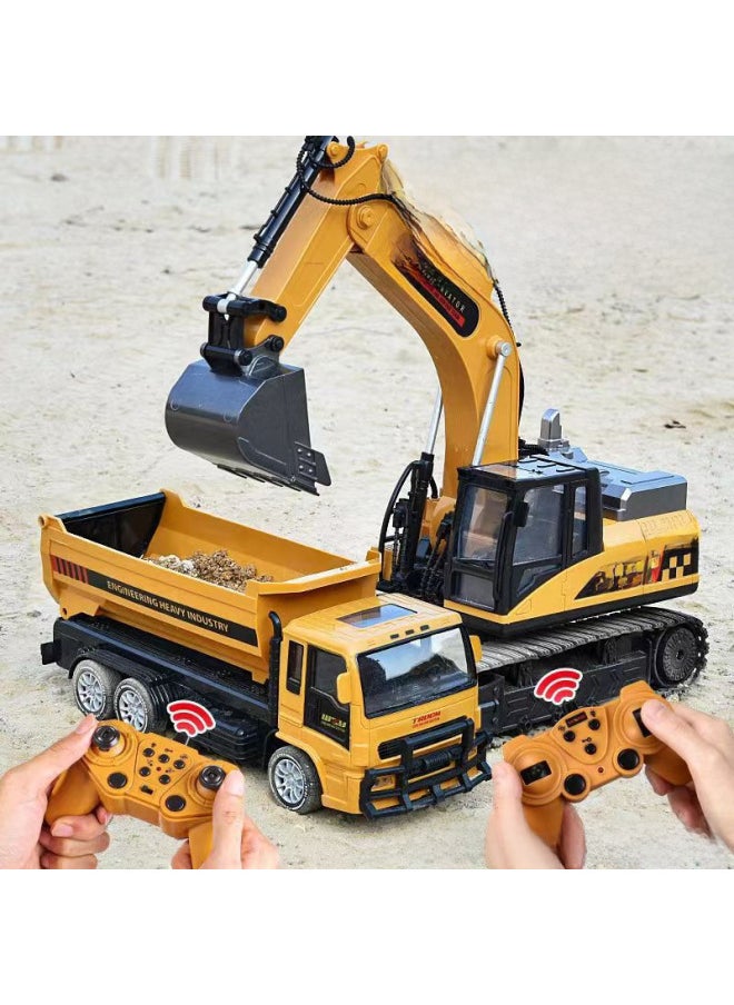 Generic Large Alloy Children's Remote Control Car Excavator Toy Car Boy Electric Excavator Engineering Car Excavator Cross-border-Color:Yellow/12 + Watch-alloy Bucket [color Box]]-Proportion:Official Standard [a Battery]]  - Image 3