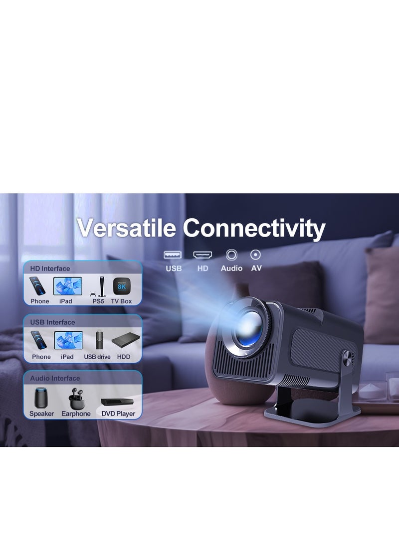 ULTRA HD 4K portable Projector ORIGINAL With Game Controller x2, Miracast, Airplay, 1080P Support, 10000 Lumens, WiFi 6,BT 5.0, 180° Rotation, HY320 Dual Wifi6,130-inch Screen Cinema projector