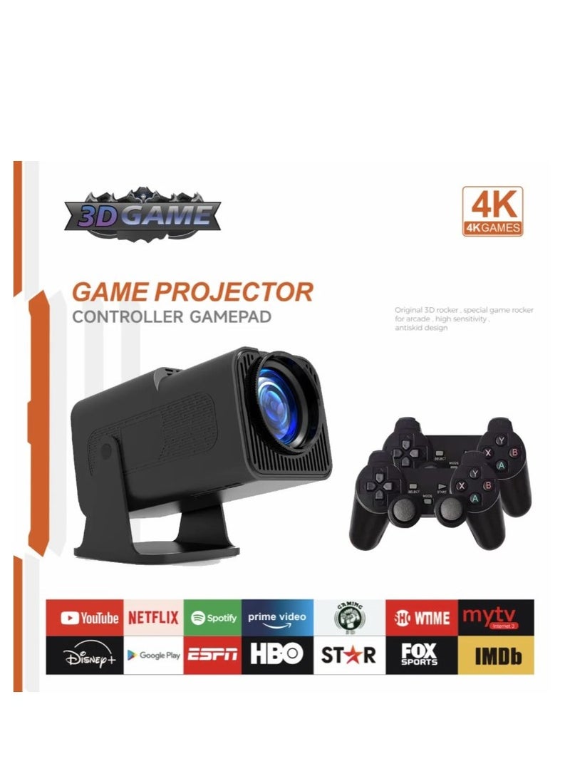 ULTRA HD 4K portable Projector ORIGINAL With Game Controller x2, Miracast, Airplay, 1080P Support, 10000 Lumens, WiFi 6,BT 5.0, 180° Rotation, HY320 Dual Wifi6,130-inch Screen Cinema projector