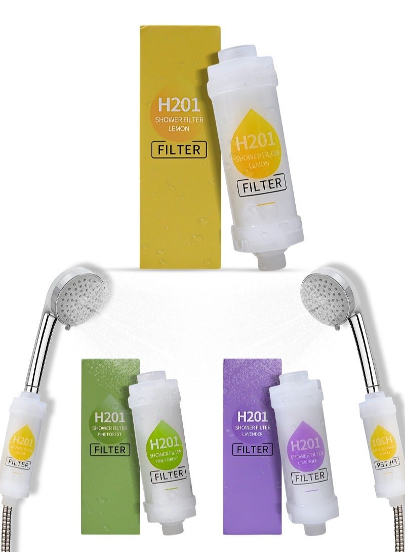 ABJ 3-Pack Vitamin C Shower Filter / Shower Head Filter – Water Purifier with Aromatherapy Beads, Removes Chlorine & Fluoride, Softens Hard Water for Skin & Hair (Lavender + Pine Forest + Lemon) - Image 1