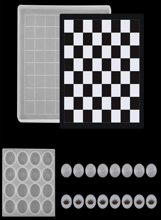 Angel Wings 2Pcs Silicone Molds Set (1x Checker Silicone Mold + 1x Checker Board Mold) for DIY 3D Checker Game Board Chess Pieces Making Epoxy Resin Casting Mold - Image 1