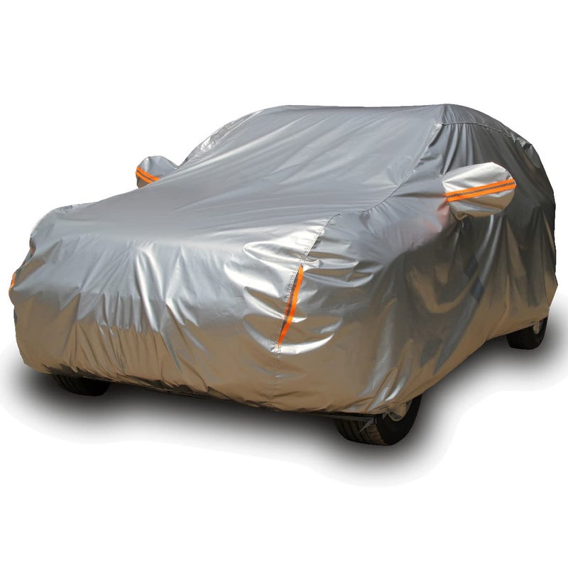 Tecoom Super Heavy Duty Multiple Layers SUV Car Cover All Weather Waterproof Windproof Reflective Snow Sun Rain UV Protective Outdoor with Buckles and Belt Fit 170190 inches SUV