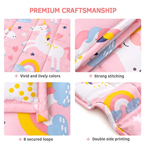 Mr. Sandman Weighted Blanket 7 lbs Twin/Full-Size Bed, Best for 50-90lb Cozy Cotton Blanket with Glass Beads - 41" x 60" Rainbow Unicorn - Image 2