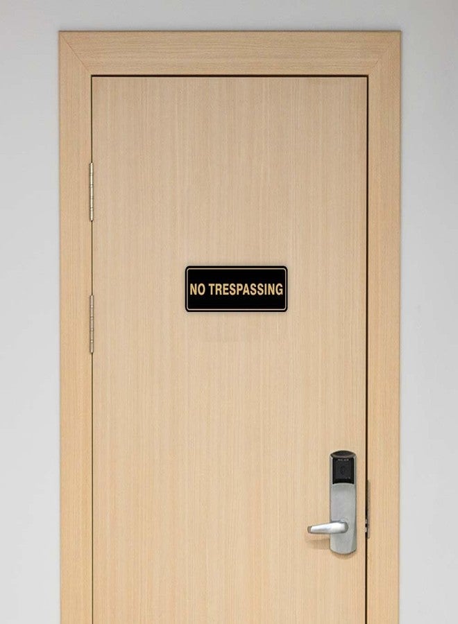 All Quality Standard NO TRESPASSING Door/Wall Sign - Black/Gold - Large 1 Pack - Image 2