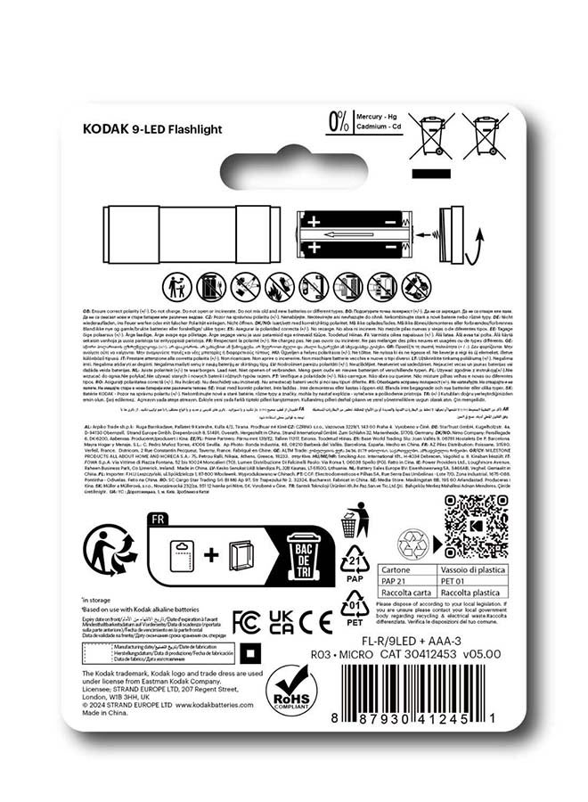 KODAK 9-LED Flashlight | Blue Color |  with 3xAAA Batteries Included - Image 2