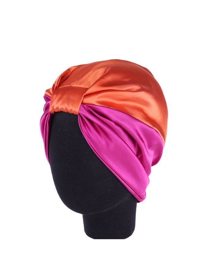 2Pcs Sleep Cap Turban Hat Non slip Elastic Silk Bonnet, for Woman Girl Curly Long Hair, Satin Sleeping Cap for Hair Women, Oversized Design for All Length Thick Curly Hair - Image 3