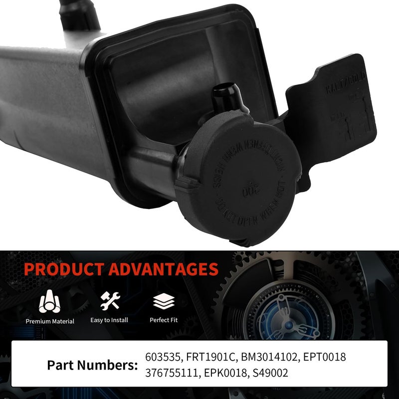 KARPAL Radiator Coolant Recovery Expansion Overflow Tank Reservoir with Sensor, Cap, and Clip - Compatible with BMW E46 E83 E53 323i X3 - Image 3