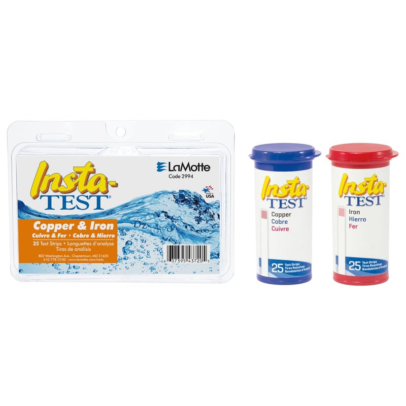 LaMotte Insta-Test Copper and Iron Test Strip Kit - 25 Count, 0-5ppm Iron, 0-3ppm Copper - Image 1