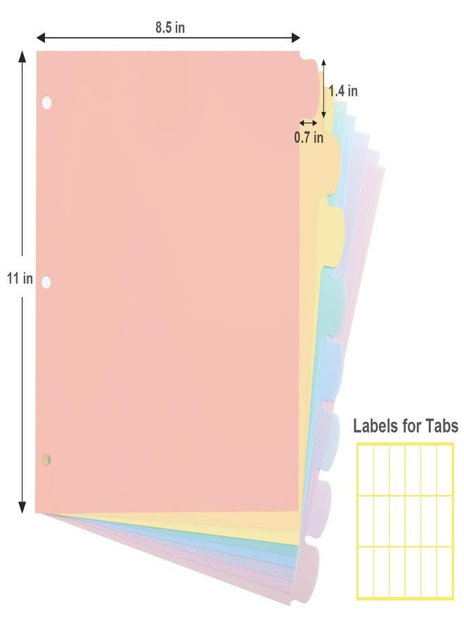 LRFWJS 24 Count/3 Sets Write & Erase Binder Dividers with Tabs, Plastic 8 Tab Dividers for 3 Ring Binder Letter Size, Separators for Student School Home Office Document Organizer, Pastel - Image 2