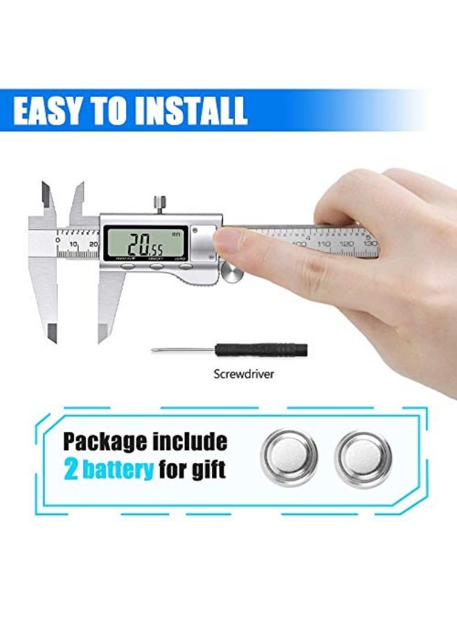 Digital Caliper Measuring Tool, Stainless Steel Vernier Caliper Digital Micrometer with Large LCD Screen, Easy Switch from Inch Metric Fraction, 6 Inch Caliper Tool for DIY/Household - Image 5
