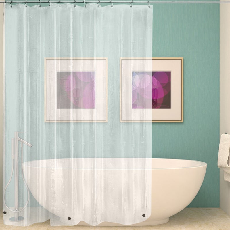 Waterproof Thick PEVA Shower Curtain with Hooks Transparent 
