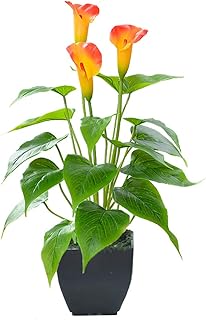 Beebel Artificial Flower Plants Calla Lily Faux Small Potted Plant with Black Pot Fake Bonsai Flower for Home, Office, - Image 1