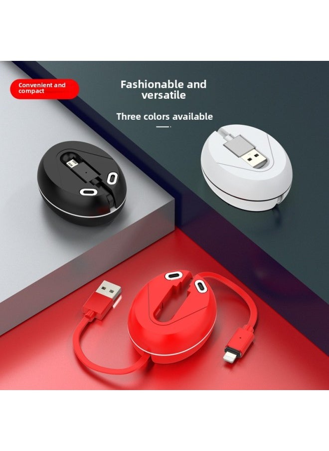 Generic - One-to-three Telescopic Magnetic Suction Data Cable Super Fast Charging For Apple For Huawei Three-in-one Android Charging Cable USB-Model:Pure White (exquisite Packaging) - Image 1