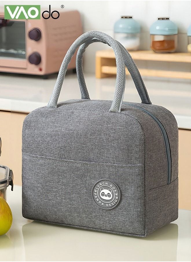 VAOdo Lunch Box Bag Insulation And Cold Insulation Portable Thickened Tote Bag Children's Bento Box Bag （Grey）  - Image 1