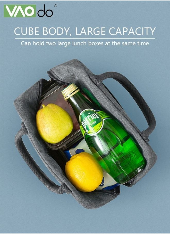 VAOdo Lunch Box Bag Insulation And Cold Insulation Portable Thickened Tote Bag Children's Bento Box Bag （Grey）  - Image 2