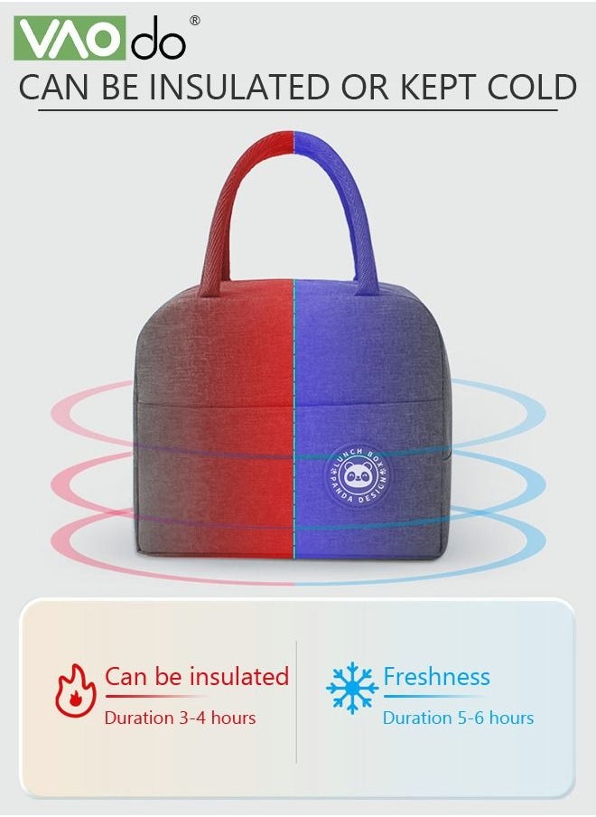 VAOdo Lunch Box Bag Insulation And Cold Insulation Portable Thickened Tote Bag Children's Bento Box Bag （Grey）  - Image 5