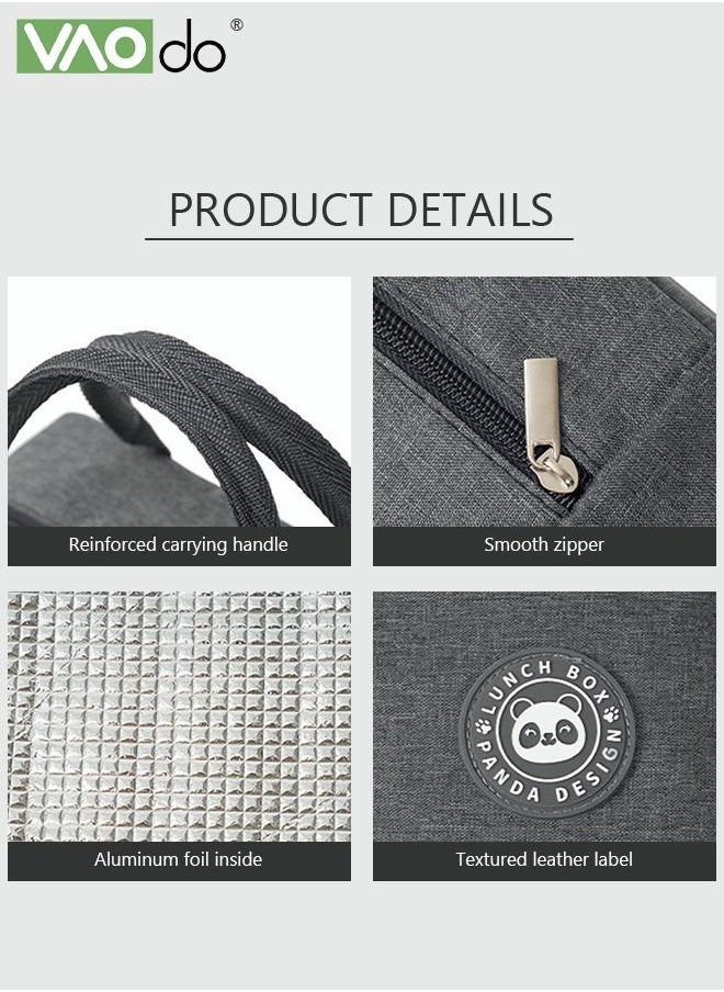 VAOdo Lunch Box Bag Insulation And Cold Insulation Portable Thickened Tote Bag Children's Bento Box Bag （Grey）  - Image 4