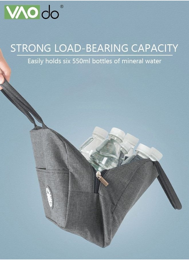 VAOdo Lunch Box Bag Insulation And Cold Insulation Portable Thickened Tote Bag Children's Bento Box Bag （Grey）  - Image 3