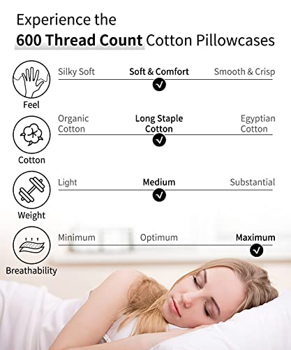 Warmstar Cotton Pillow Cases Standard Size Set of 2, 600 Thread Count Pillowcases 20x26 Inches, Soft Long Staple Cotton Pillowcases Breathable with Envelope Closure,Khaki - Image 4