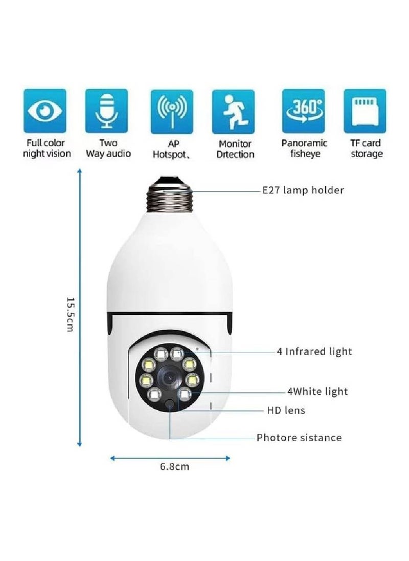 GENNEXT - New Light Bulb Camera, Wireless WiFi Full HD 5MP Security Light Bulb Camera, 360 Panoramic IP Camera, 1080P 2.4GHz Indoor Outdoor WiFi Camera with Real-time Motion Detection, Alerts, Night Vision - Image 1