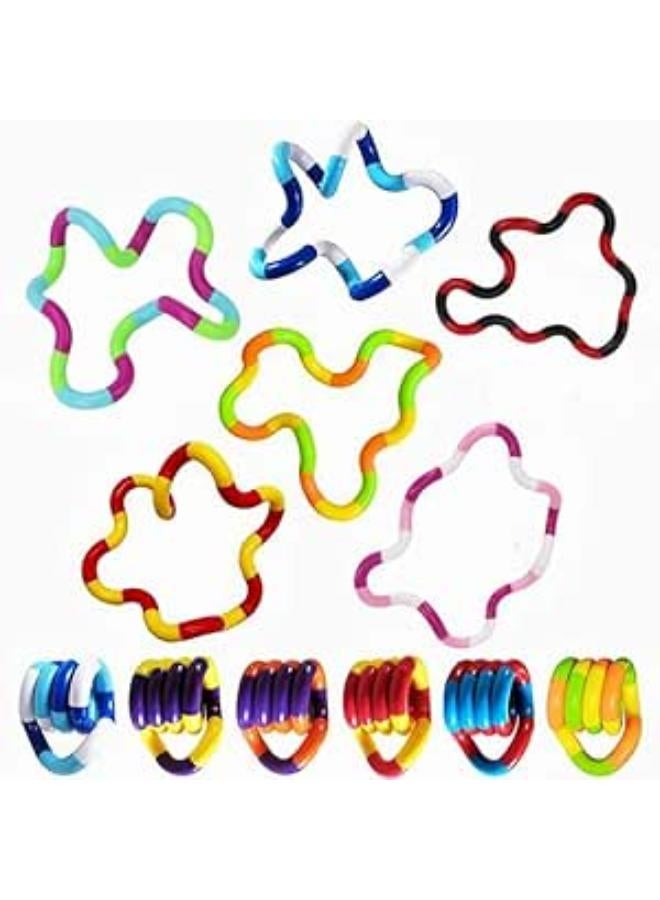 Tangles Fidget Toys,6PCS Twisty Fidget Brain Imagine Tools,Magic Fidget Toys, Sensory Toys,Combine into New Shapes,Stress Relief and Anti-Anxiety Sensory Fidget Toy,Brain Imagine Sensory Toys (6PCS)