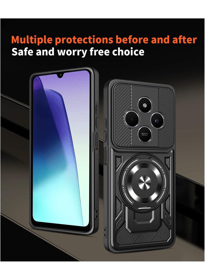 جراب وغطاء حماية مقاوم للصدمات وحمايه للكاميرا ومتوافق مع Redmi 14C / Poco C75 4G (أسود) - Image 4