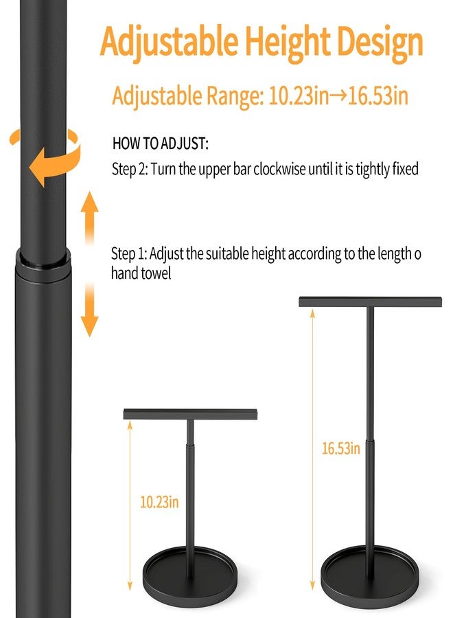 STWWO Hand Towel Stand, Towel Holder Stand for Bathroom Countertop Kitchen, 16.5IN Adjustable Retractable T-Shape Hand Towel Rack, Matte Black - Image 3
