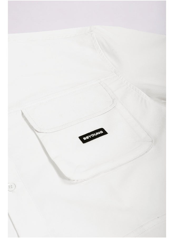 Beyoung White Baggy Pocketed Shirt  - Image 4
