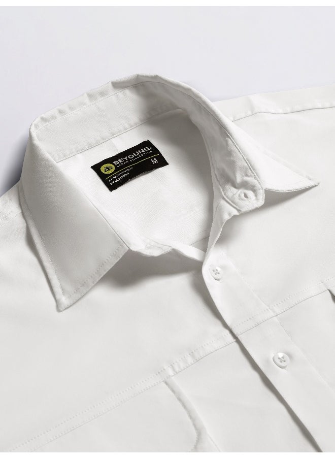 Beyoung White Baggy Pocketed Shirt  - Image 5