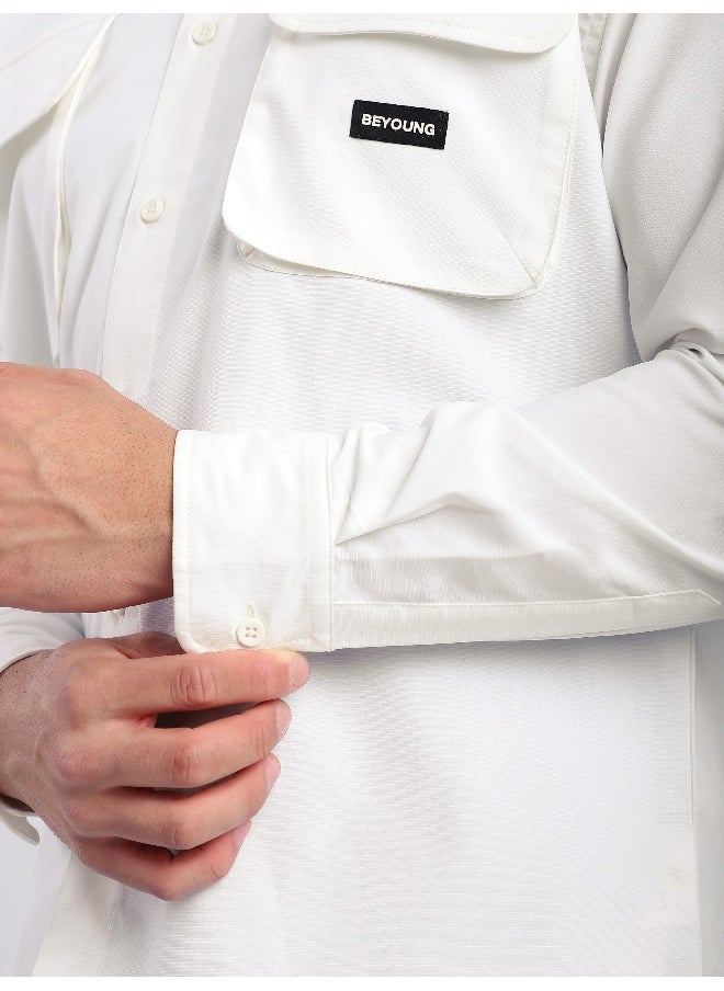 Beyoung White Baggy Pocketed Shirt  - Image 2